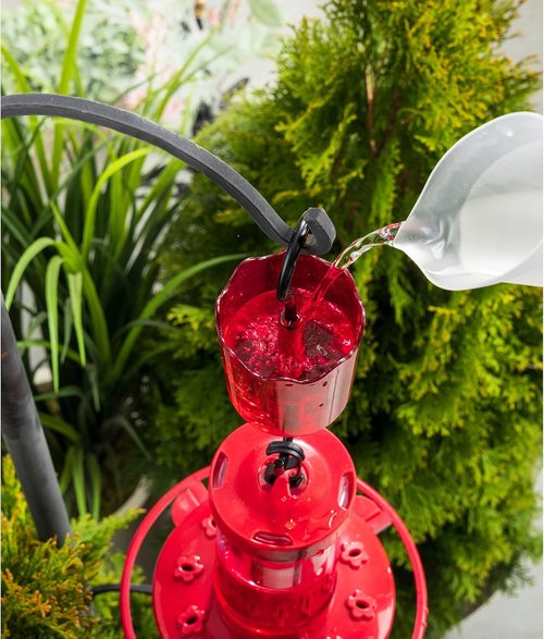 Ant Moat for Hummingbird Feeders - Durable Plastic Ant Guard Set of 2 | Rustproof Red S Hooks