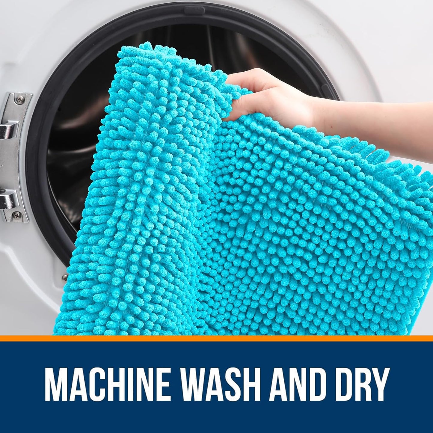 OLANLY Bath Rugs - Extra Soft Chenille Bathroom Mats | Quick Dry, Machine Washable, 24x16, Aqua Sky
