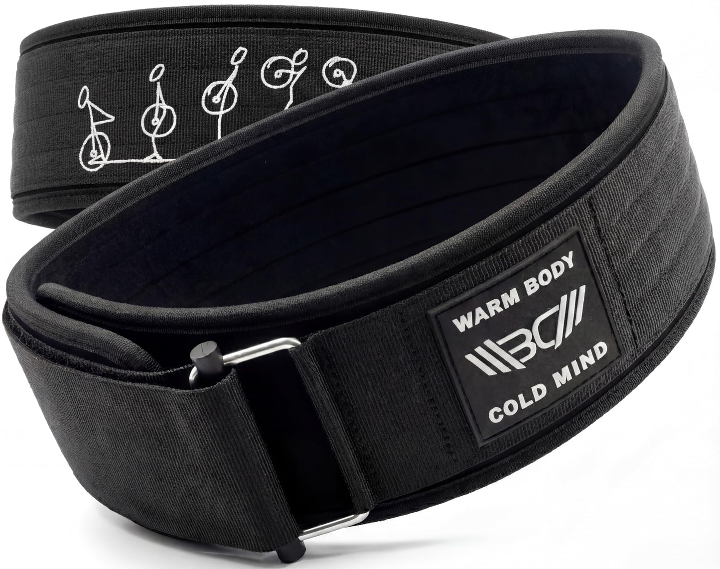 WARM BODY COLD MIND 4" Weight Lifting Belt 2.0 - Perfect for Olympic Weightlifting, Squats, Deadlift, Powerlifting - Gym Back Support for Men and Women (Medium, Black 5mm)
