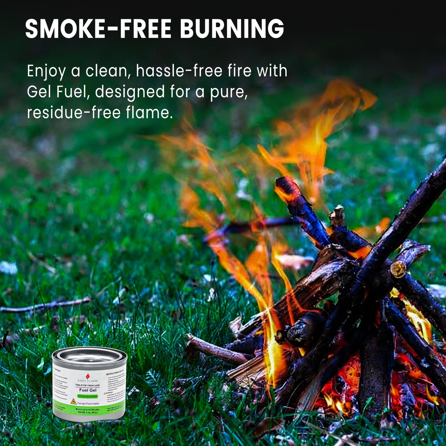 Bioethanol Gel Fuel Cans – Clean Burning Indoor Fuel for Making S’mores, Chafing Dish Fuel Cans, No Ash or Soot, Smokeless & Odorless for Indoor Fire Pits & Fireplaces, 45 Mins Burn Time for each