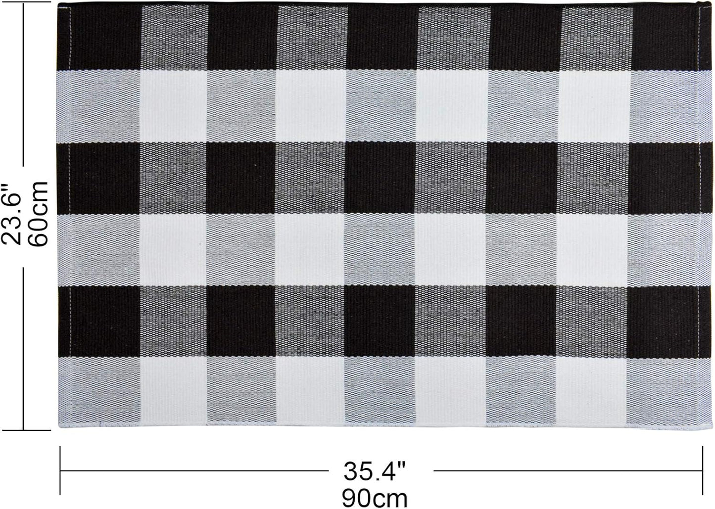 Buffalo Check Rug 2x3 - Black & White Plaid Washable Cotton Doormat for Kitchen & Porch