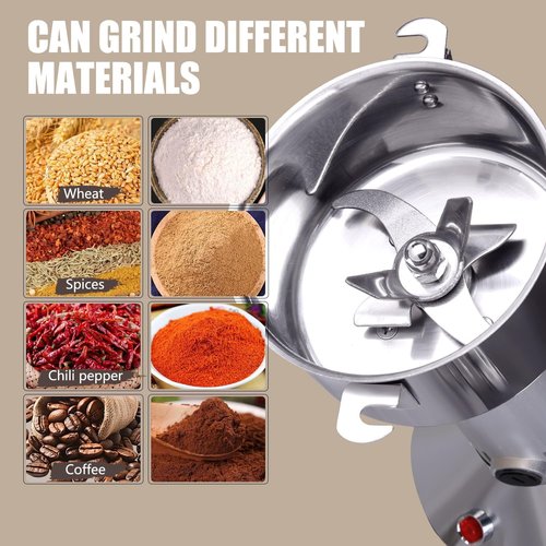 Grain Grinder Mill 250g Electric Stainless Steel Grain Grinder 1480W High-speed Spice Herb Grinder for Corn,Flour,Wheat,Pepper and Coffee Bean