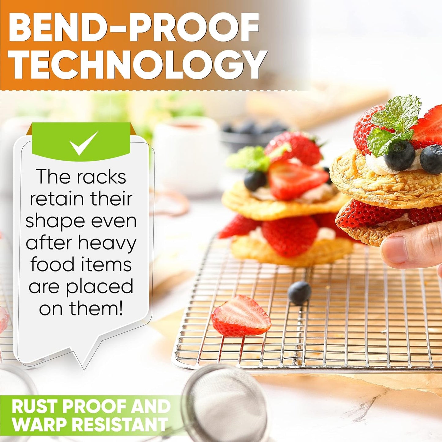 Spring Chef Stainless Steel Cooling Rack - Heavy Duty 10 x 15 Inch Oven Safe Baking Rack | Dishwasher Safe