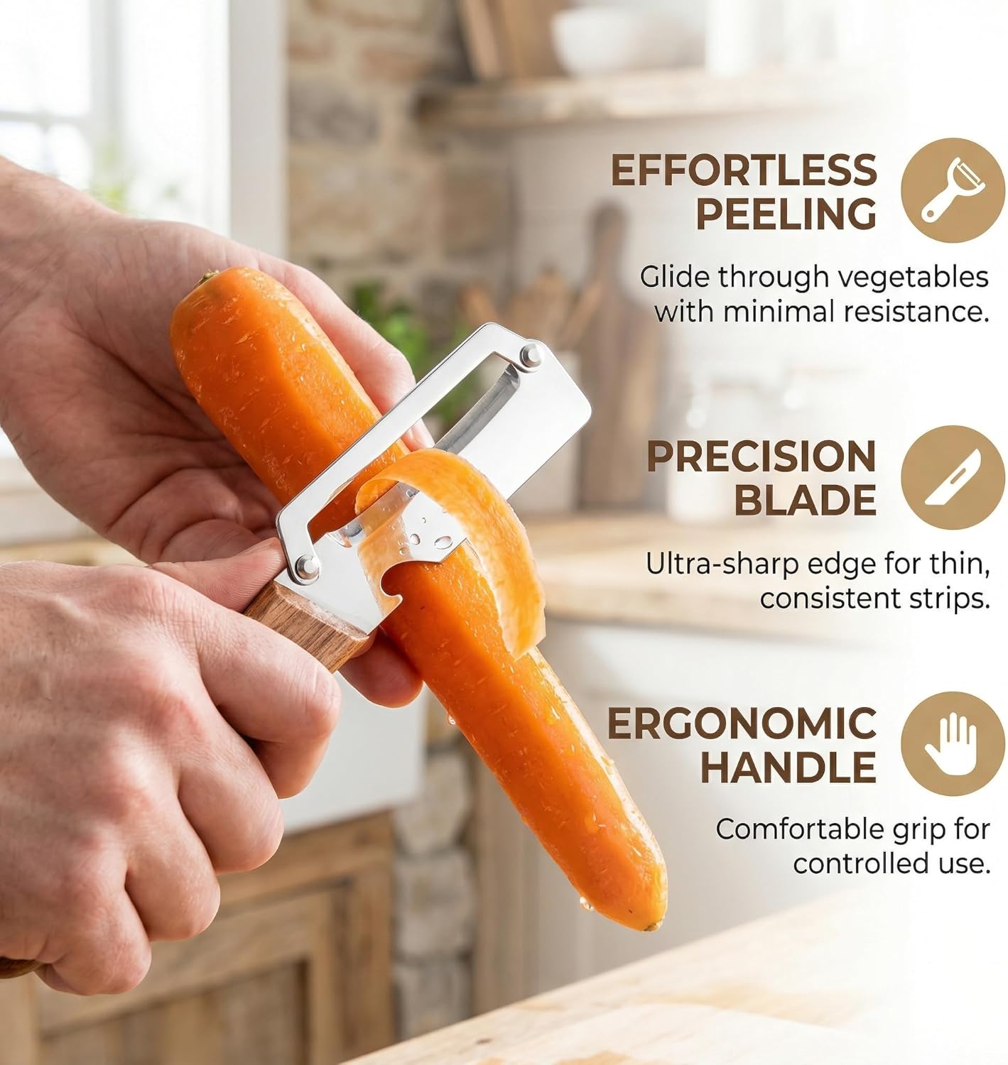 Skiennix Multifunctional Vegetable Peeler - Premium Stainless Steel Blades with Wooden Handle | 2-Pack