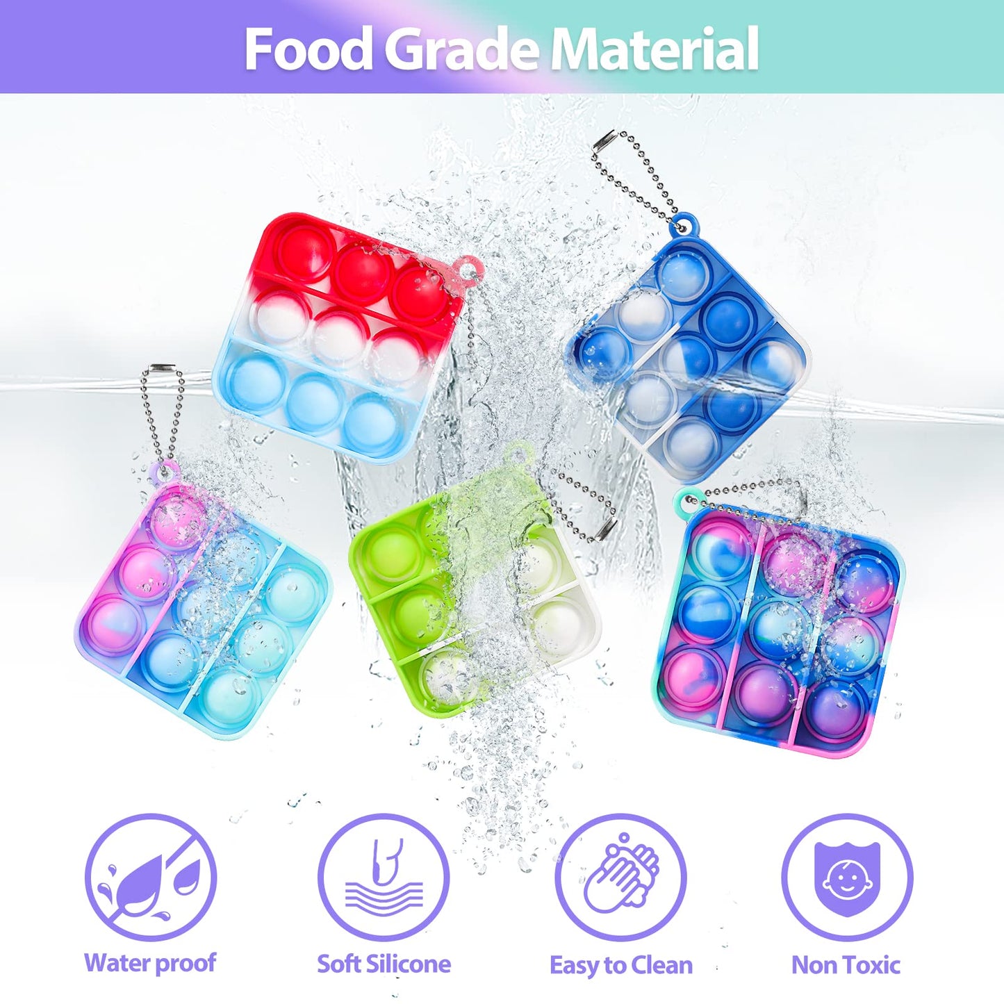Pop Fidget Toys Bulk Its Party Favors for Kids 4-8 8-12 30 Pack Mini Pop Keychain It Small Fidgets for Classroom Prizes School End of Year Student Gifts from Teacher Birthday Goodie Bag Stuffers