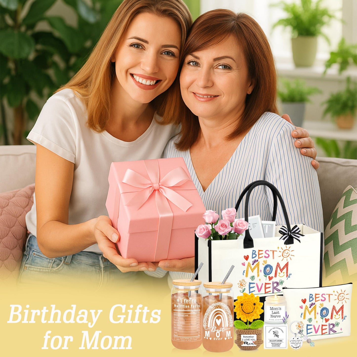 DOGMEM Mothers Day Gifts, Mom Birthday Gift Ideas Basket for Moms Mama Mother from Daughter Son Child, Mothers Day Gifts for Mom, New Moms Gift