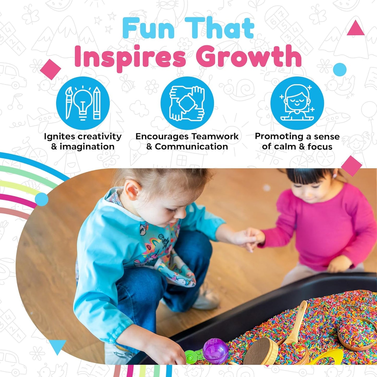 Rainbow Rice | Non-Toxic Sensory Bin Filler for Educational Play - 2 LB (4 Cups)