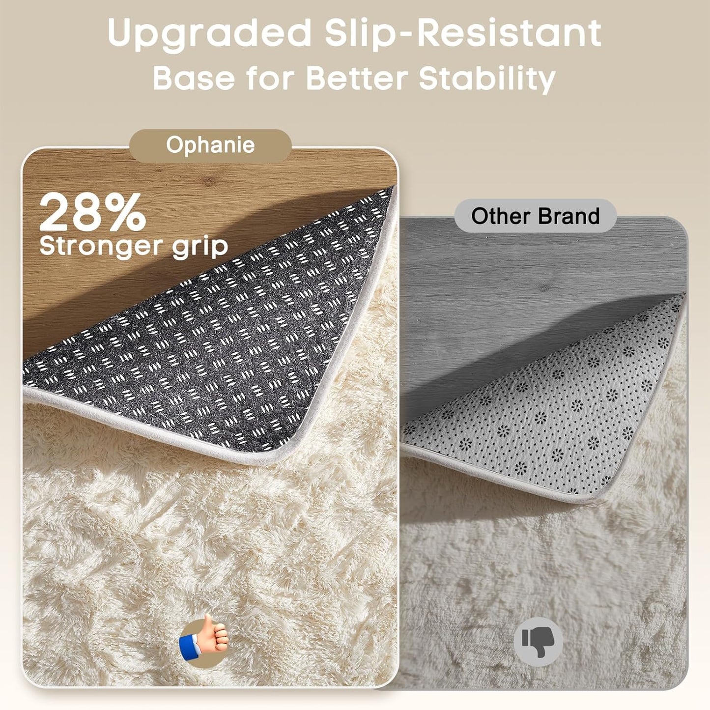 Ophanie Area Rugs - Non-Slip Fluffy Soft Shag Rug for Living Room | Large Ivory Plush Carpet