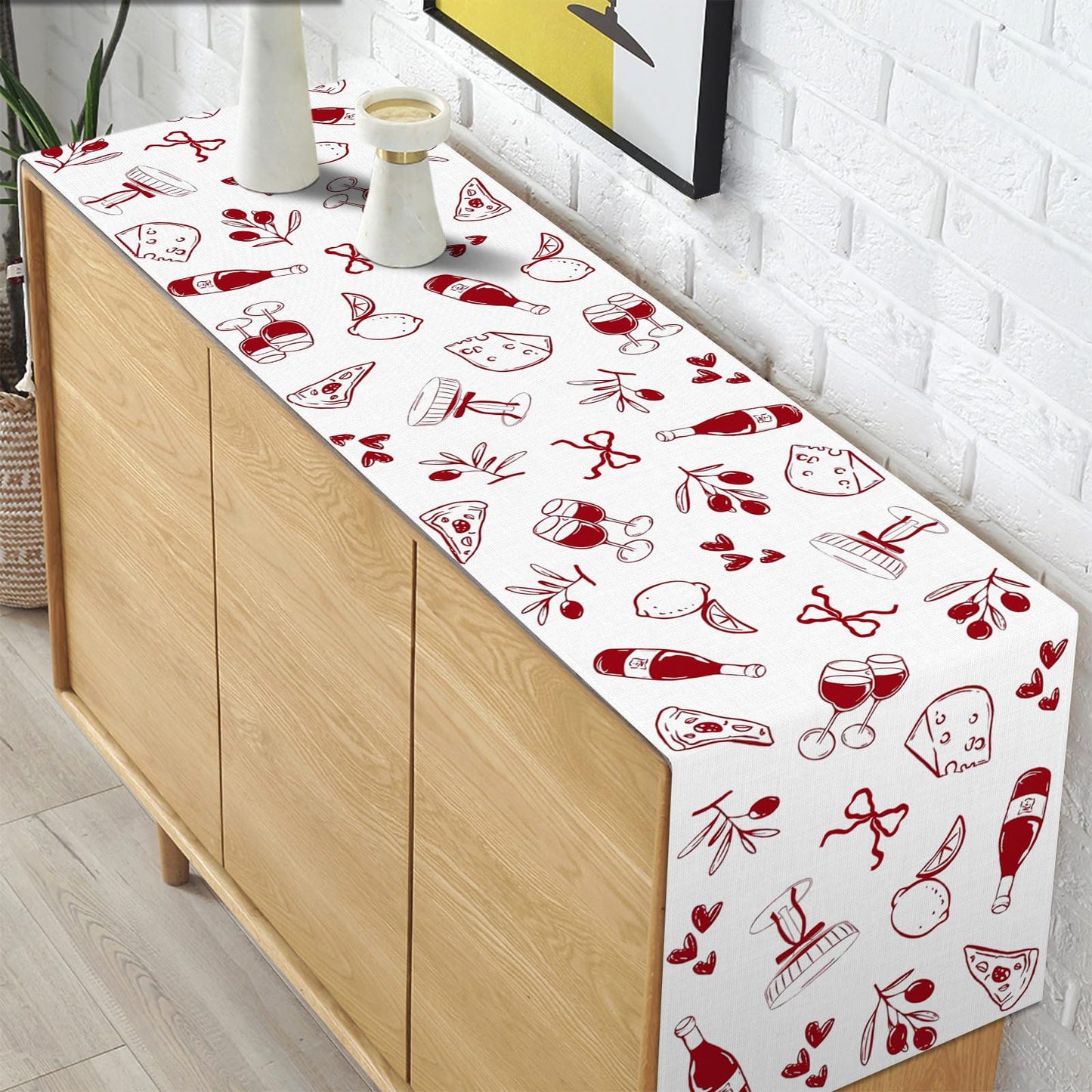 Pudodo That's Amore Table Runner Valentines Day Italian Themed Bachelorette Party Wedding Bridal Shower Kitchen Dining Room Home Decor (13" x 72")