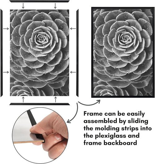 Americanflat 13x19 Picture Frame - Polished Front Cover & Buildable Molding - Black Fusion Collection