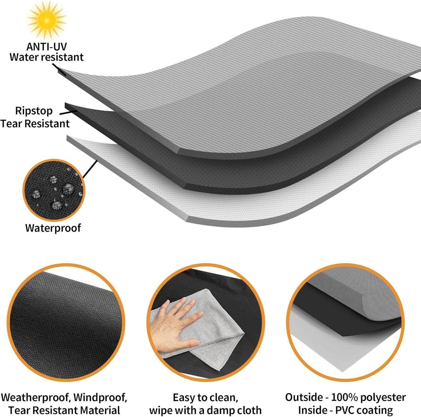 NEXCOVER BBQ Grill Cover - 55 Inch Waterproof & Fade Resistant | Fits Weber, Brinkmann, Nexgrill - Black