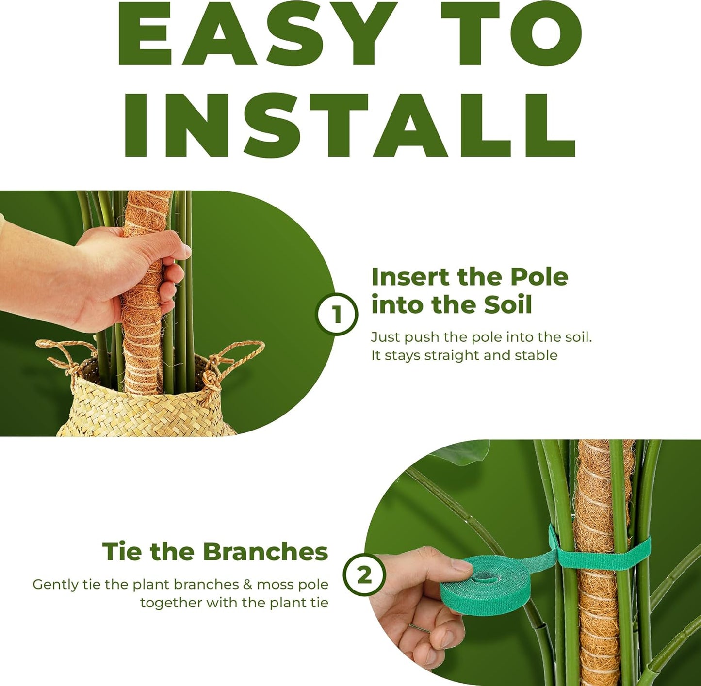 Skiennix 28-Inch Bendable Moss Pole | Indoor Plant Support Stakes for Monstera & Climbing Plants