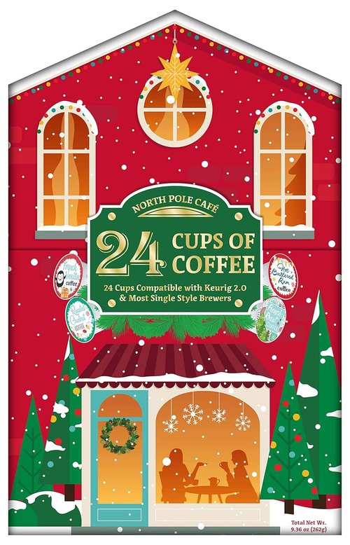 Holiday Coffee Advent Calendar Gift Set - 24 Premium Single-Serve 100% Arabica Holiday Flavored Coffees