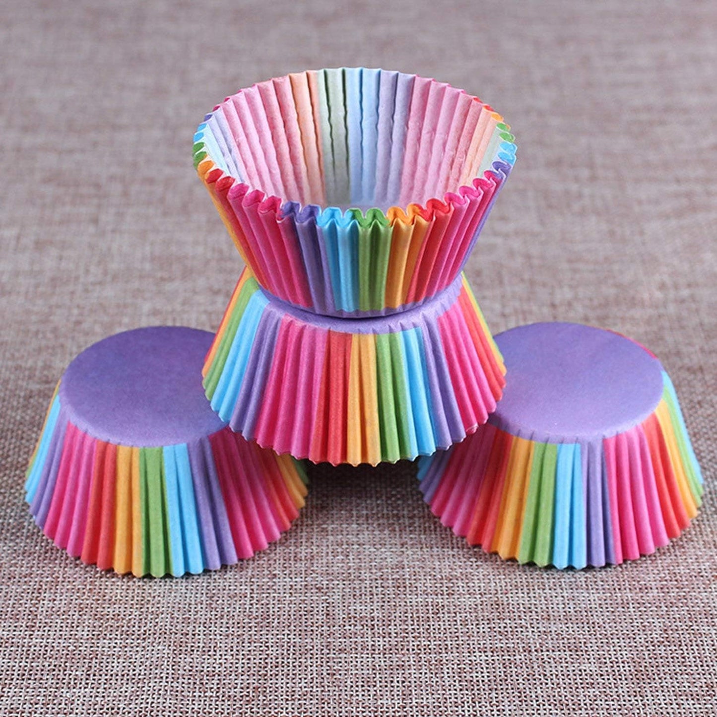 Rainbow Baking Cups by Cupcake Cases - 100 Pcs Paper Cup Set for Weddings & Birthdays