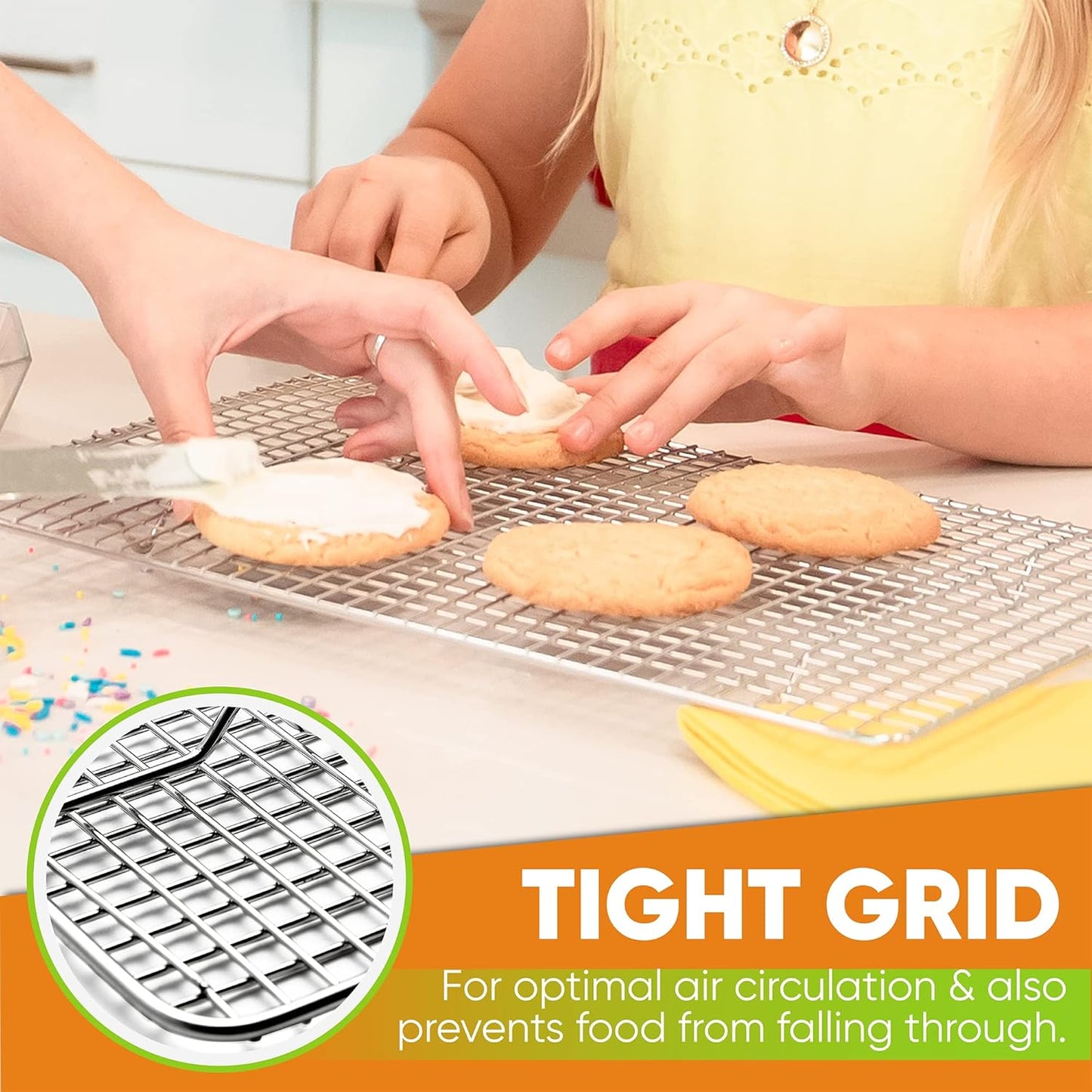 Spring Chef Stainless Steel Cooling Rack - Heavy Duty 10 x 15 Inch Oven Safe Baking Rack | Dishwasher Safe