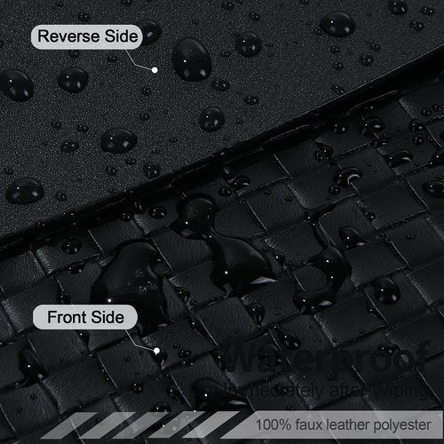 Homaxy Faux Leather Strip Woven Round Table Placemats, Set of 6 Heat Insulation Stain Resistant Non-Slip Table Mats for Kitchen Table, Washable Wipe Clean Fan Shape Wedge Place Mats, Black