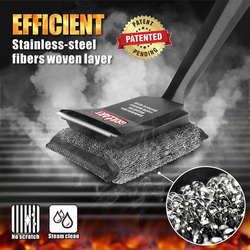 GRILLART Grill Brush - Bristle-Free & Ultra Safe BBQ Cleaner for All Grill Grates | Replaceable Head, Perfect Gift for Men