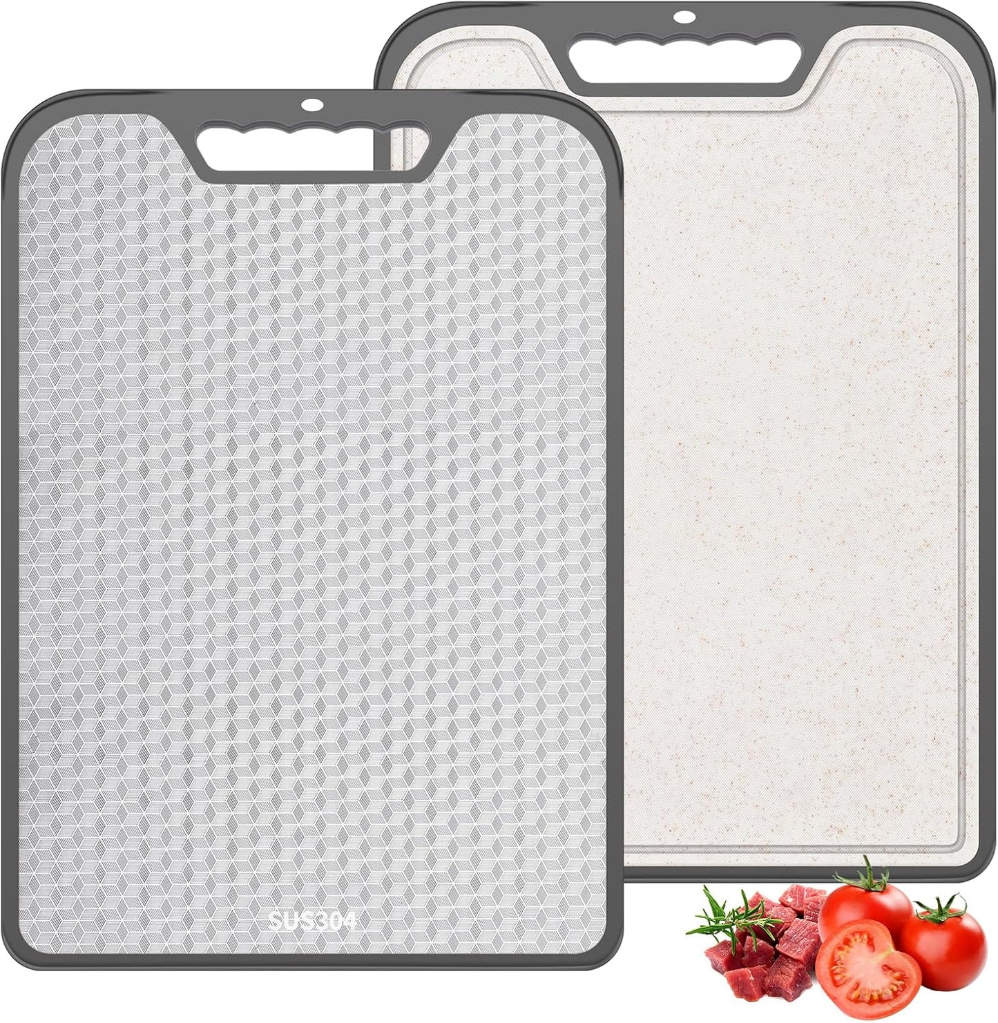 Skiennix Stainless Steel Cutting Board - Double-Sided, Food Grade, Easy to Clean | Large 16” x 11”