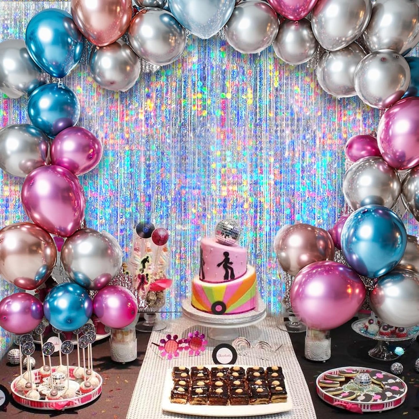 Silver Foil Fringe Curtain by [Brand Name] - 4 Packs of Metallic Tinsel Backdrop for Parties & Events