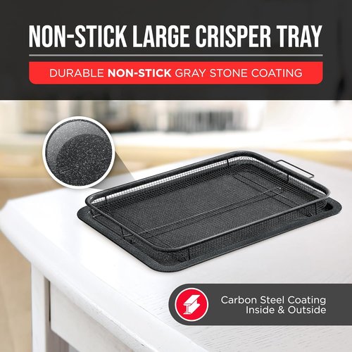 Bakken Swiss Crisper Tray - 2-Piece Non-Stick Set with Gray Marble Coating | Large Design for Healthier Cooking
