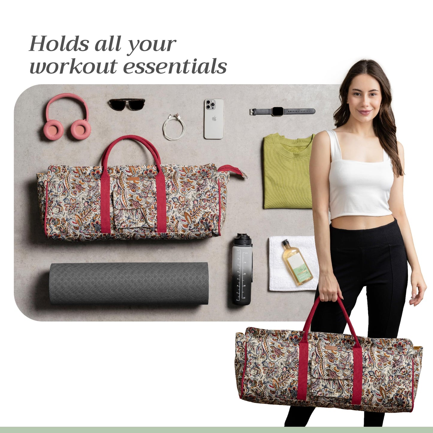 Maison d' Hermine Yoga mat tote bag for Women & Men, Travel Yoga Gym Bag With Pocket and Zipper Mothers Day Gifts - Jaipur
