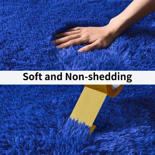 Ailyei Shag Living Room Rug 5x7 Royal Blue, Ultra Soft Luxury Shaggy Rugs for Bedroom Nursery, Modern Fluffy Plush Carpet Boys Girls Kids Room Dorm Indoor Home Decor, Upgrade Non-Slip