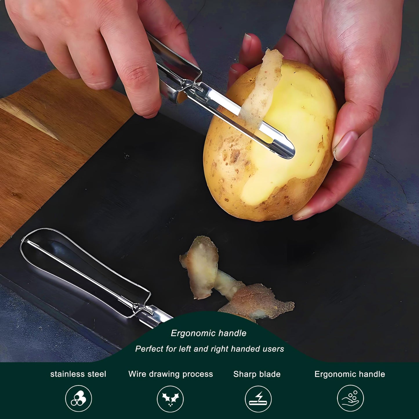 Sokalchw Potato Peelers for Kitchen, 2 Pcs, Just Like Mom's old steel Peeler