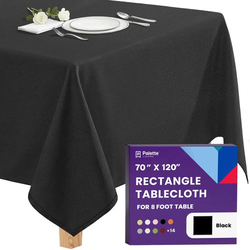 Gee Di Moda Rectangle Tablecloth - 70 x 120 Inch Black Table Cloth for 6 or 8 Foot Rectangle Tables - Heavy Duty Washable Fabric - for Holiday Party, Dinner, Weddings, Baby Shower & Events