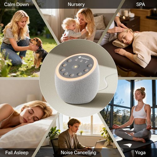 Hotmoon Sound Machine - Dual-Speaker White Noise Device with 40 Relaxing Sounds & Timer | Pink, Brown, Green