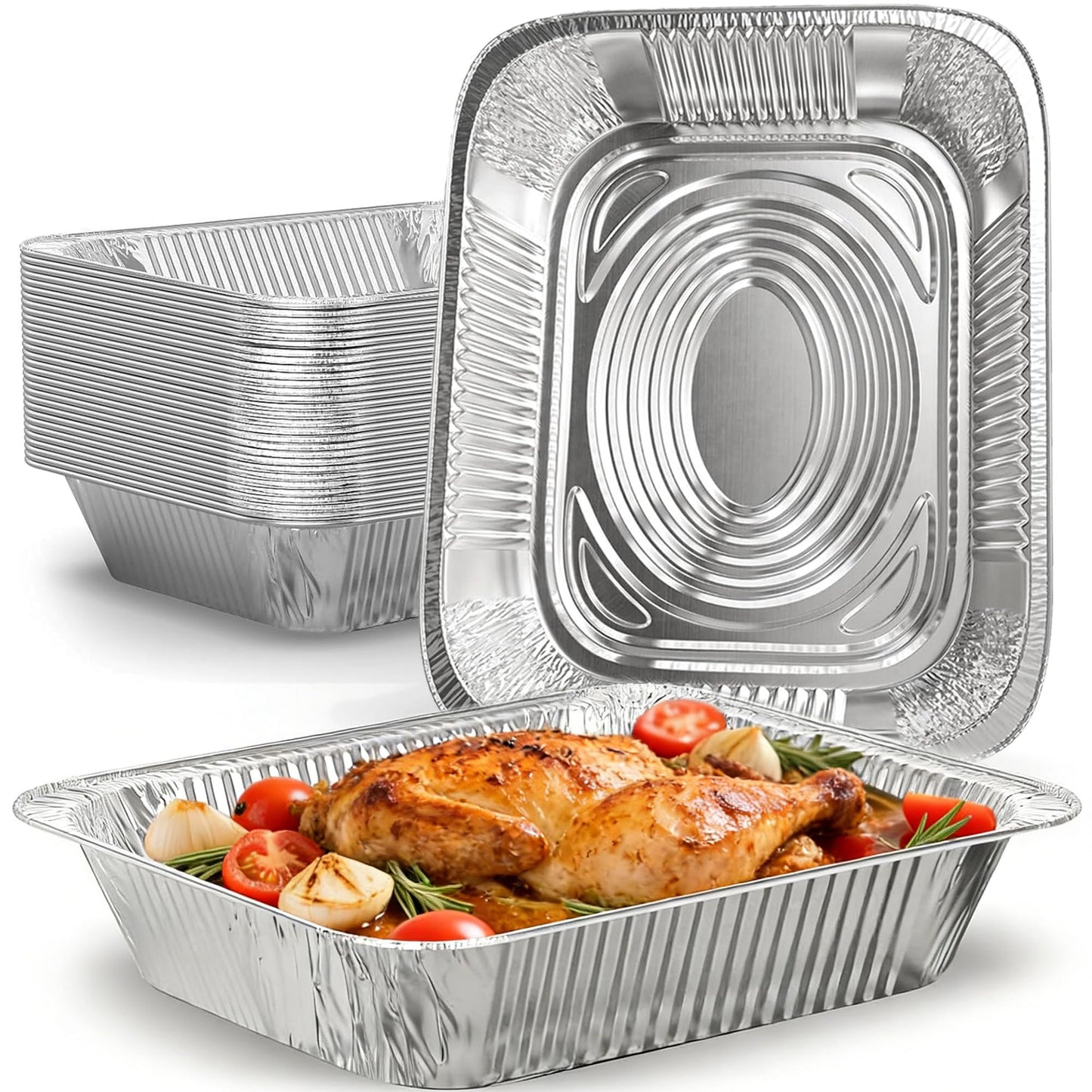 Thickened 9"x13"Aluminum Foil Pans (10 Pack) - Disposable Steam Table Pans for Baking, Cooking, Roasting Food Prep - Deep 2.5" Full Size Hotel Pan, Freezer Oven Safe, Durable to-Go Containers