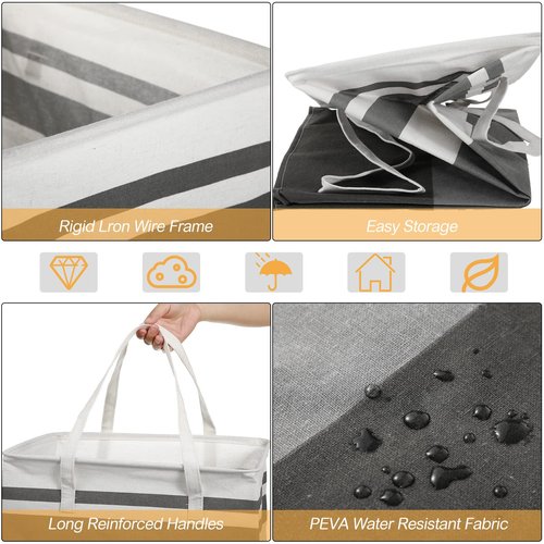 4 Pcs 75L Large Laundry Basket Laundry Hamper Freestanding Waterproof Clothes Hamper Collapsible Tall Clothes Basket with Extended Handles for Bedroom Bathroom Dorm and Family Towels Toys