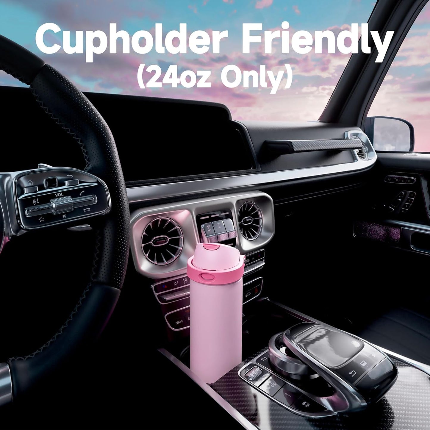 Meoky Stainless Steel Insulated Water Bottle - 24 oz, Leak Proof, 2-in-1 Straw & Spout Lid, BPA-Free
