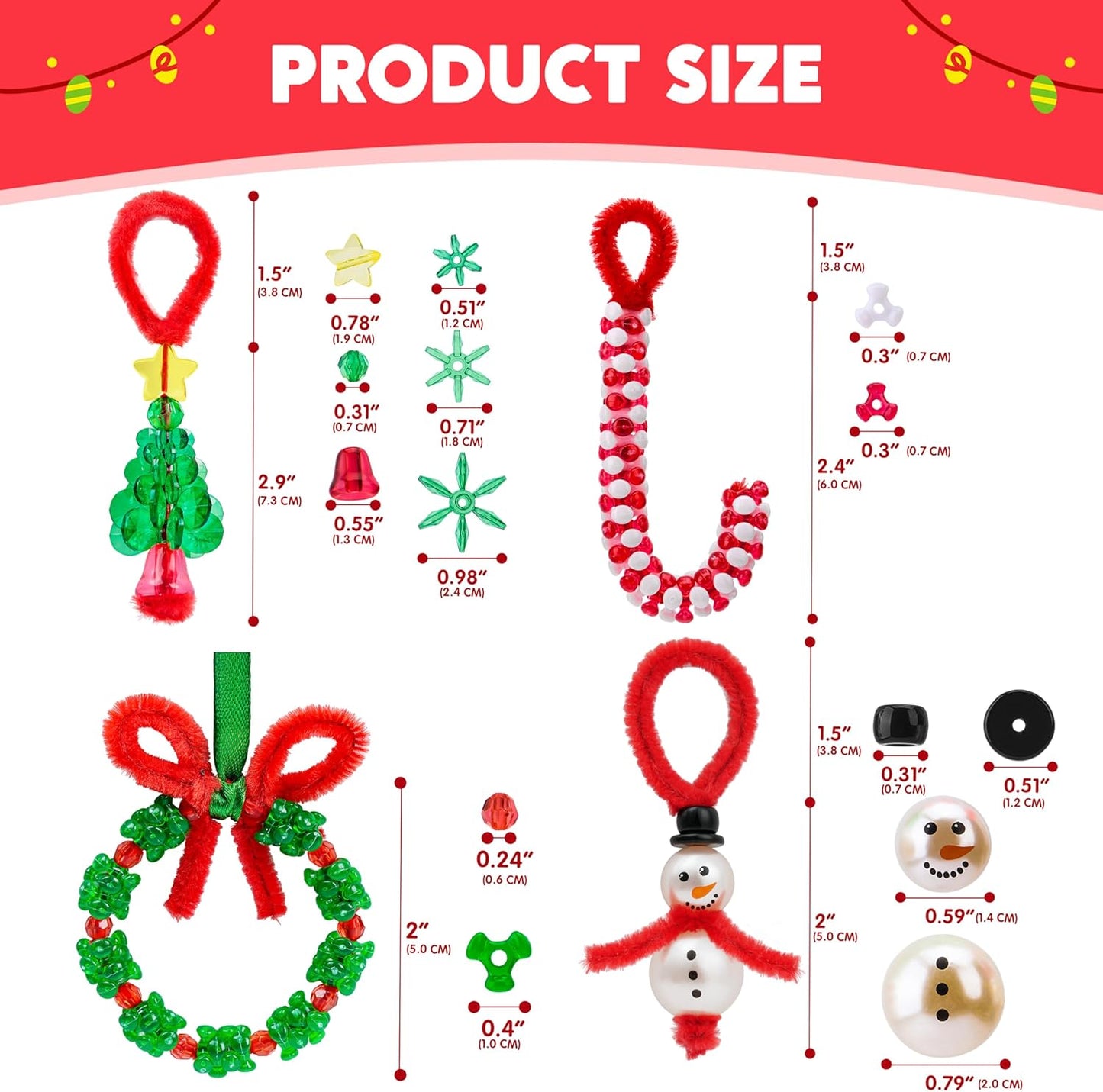 JOYIN Christmas Beaded Ornament Craft Kit - Create 40 DIY Hanging Ornaments | Snowman, Tree, Candy Canes & Wreaths