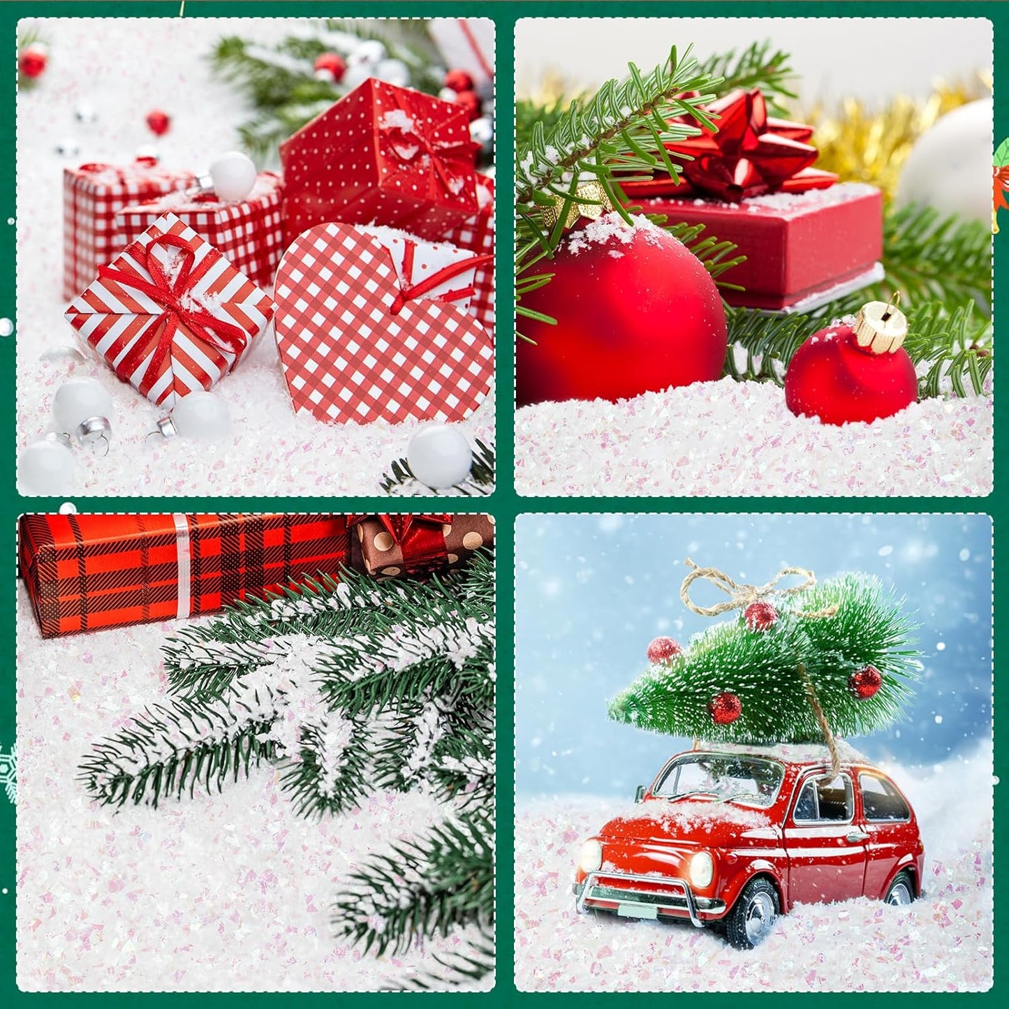 Skiennix 10.5oz Artificial Flake Snow - Sparkling Fake Snow Powder for Holiday Crafts & Decorations