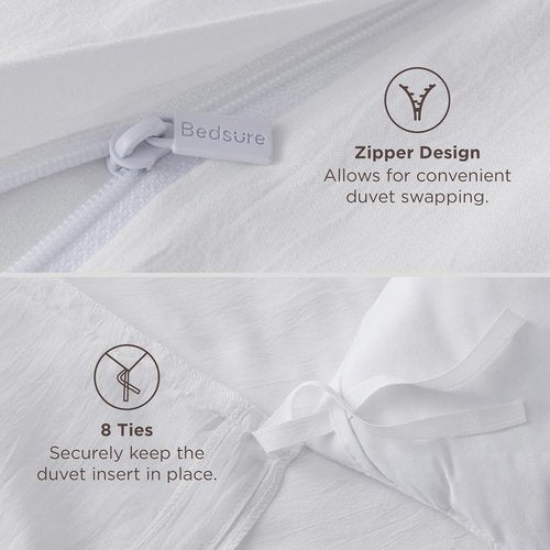 Bedsure White Duvet Cover Set - Extra Soft Cotton-Like Polyester, Full Size 3 Pieces, 80x90 Inches with Zipper Closure & 2 Pillow Shams
