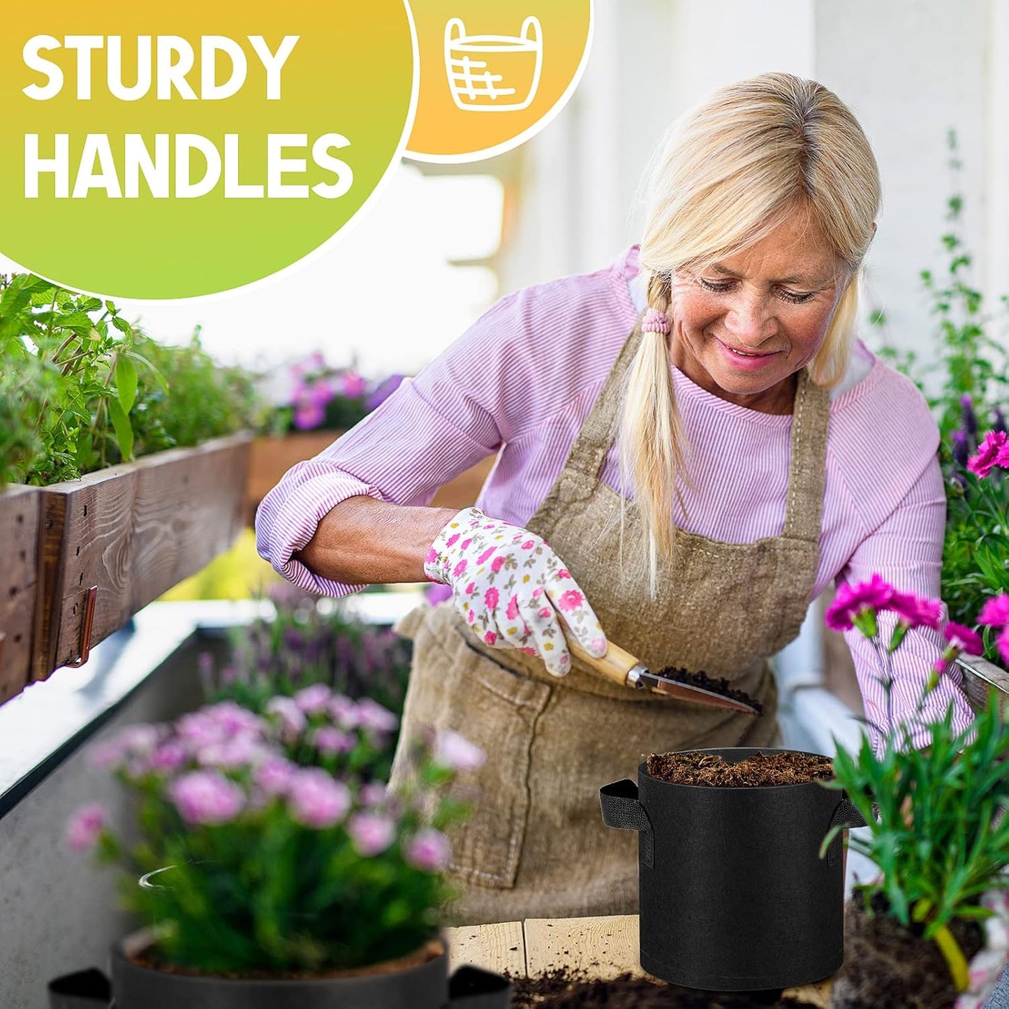 Nuanchu Grow Bags - 36 Packs of Heavy-Duty Aeration Fabric Pots with Handles for Healthy Root Growth | 2 Gallon