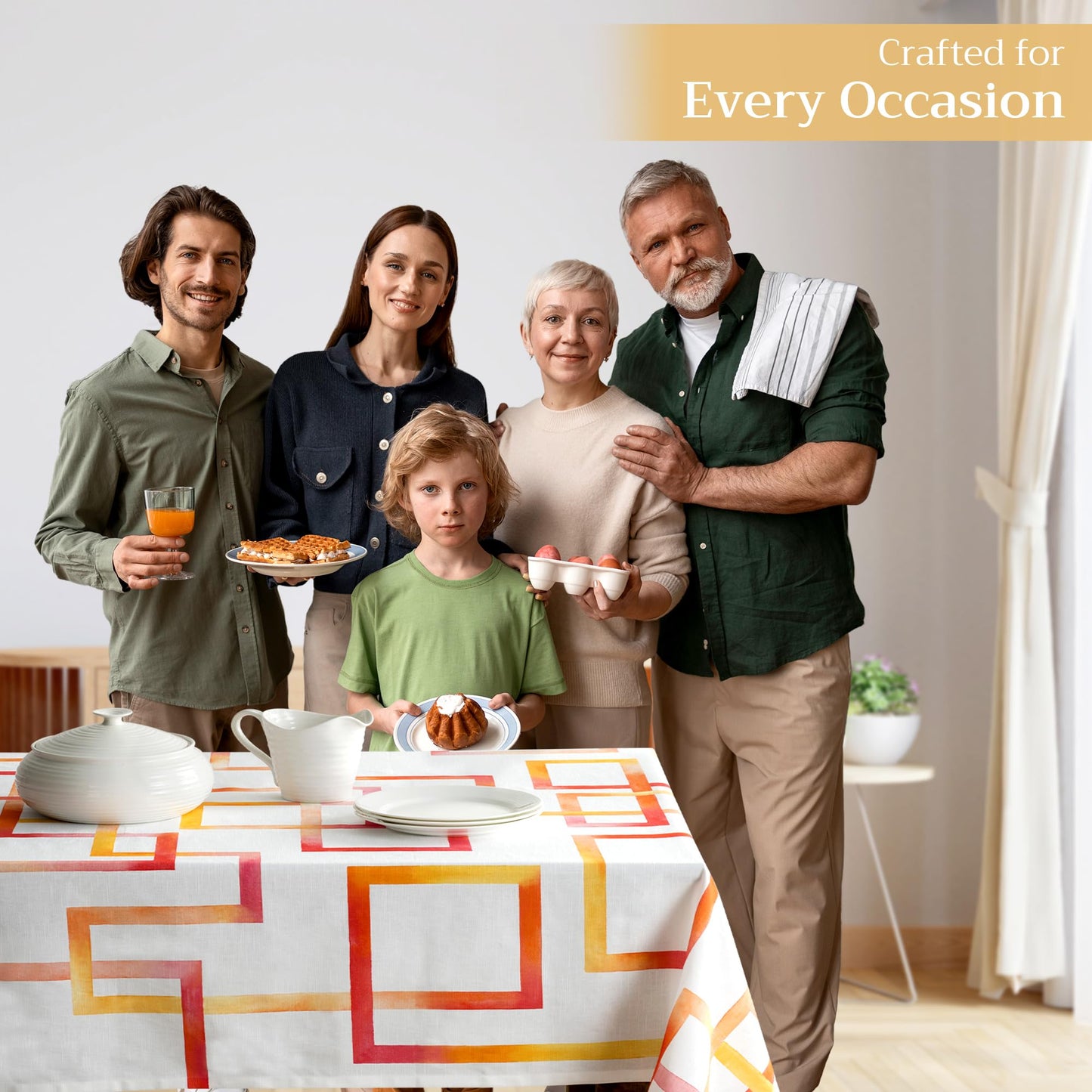 Maison d' Hermine Table Cloth Square Table 100% Cotton 54 x 54 Inches Tablecloth Reusable Decorative for Dining Kitchen Room Farmhouse Home Gifts for Mothers Day Spring Summer - Summer Maze