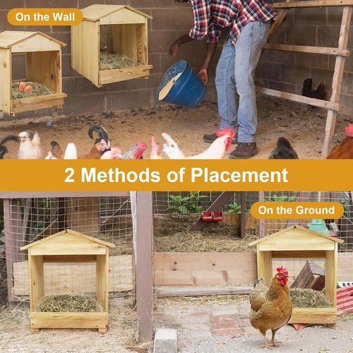 Chicken Nesting Box - 3 Compartment Wall Mount Wooden Egg Laying Nest for Hens & Ducks