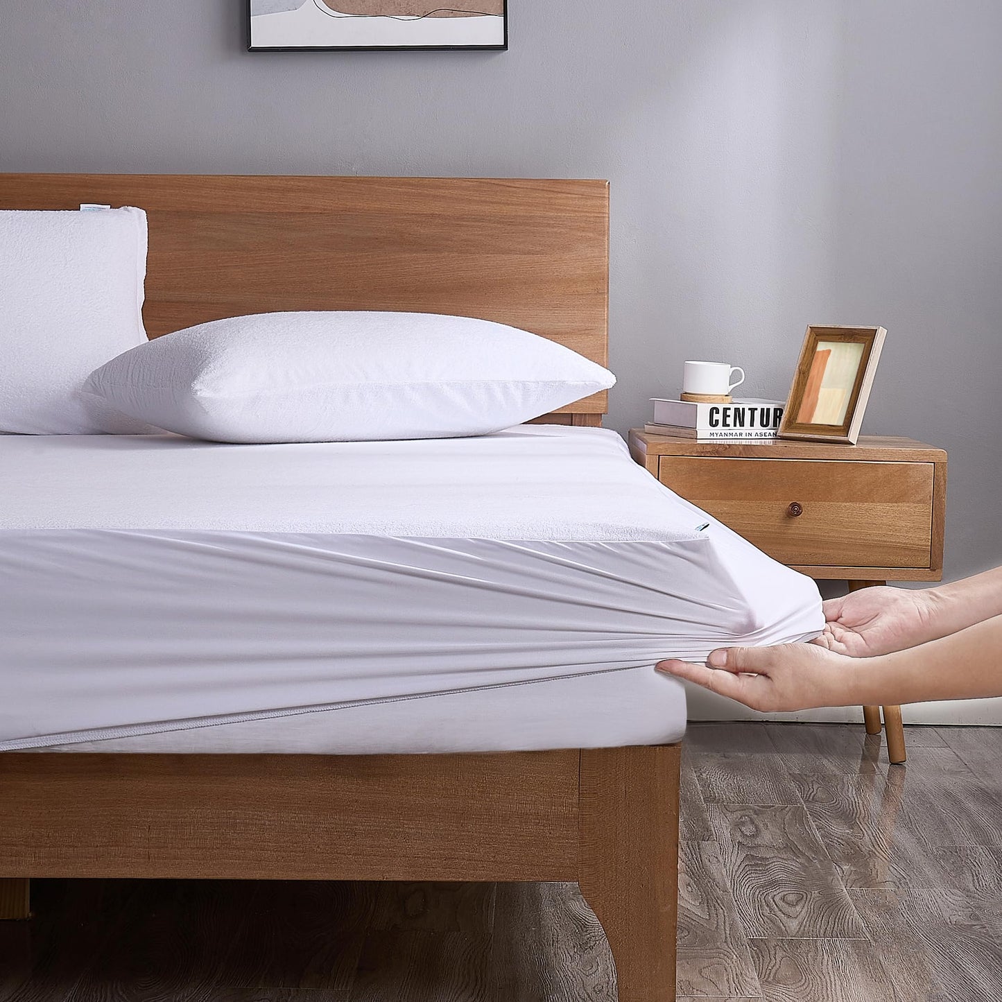 ProtectMySleep® Cotton Terry Mattress Protector - 5-Sided, 100% Waterproof, Hypoallergenic Mattress Cover (Queen)