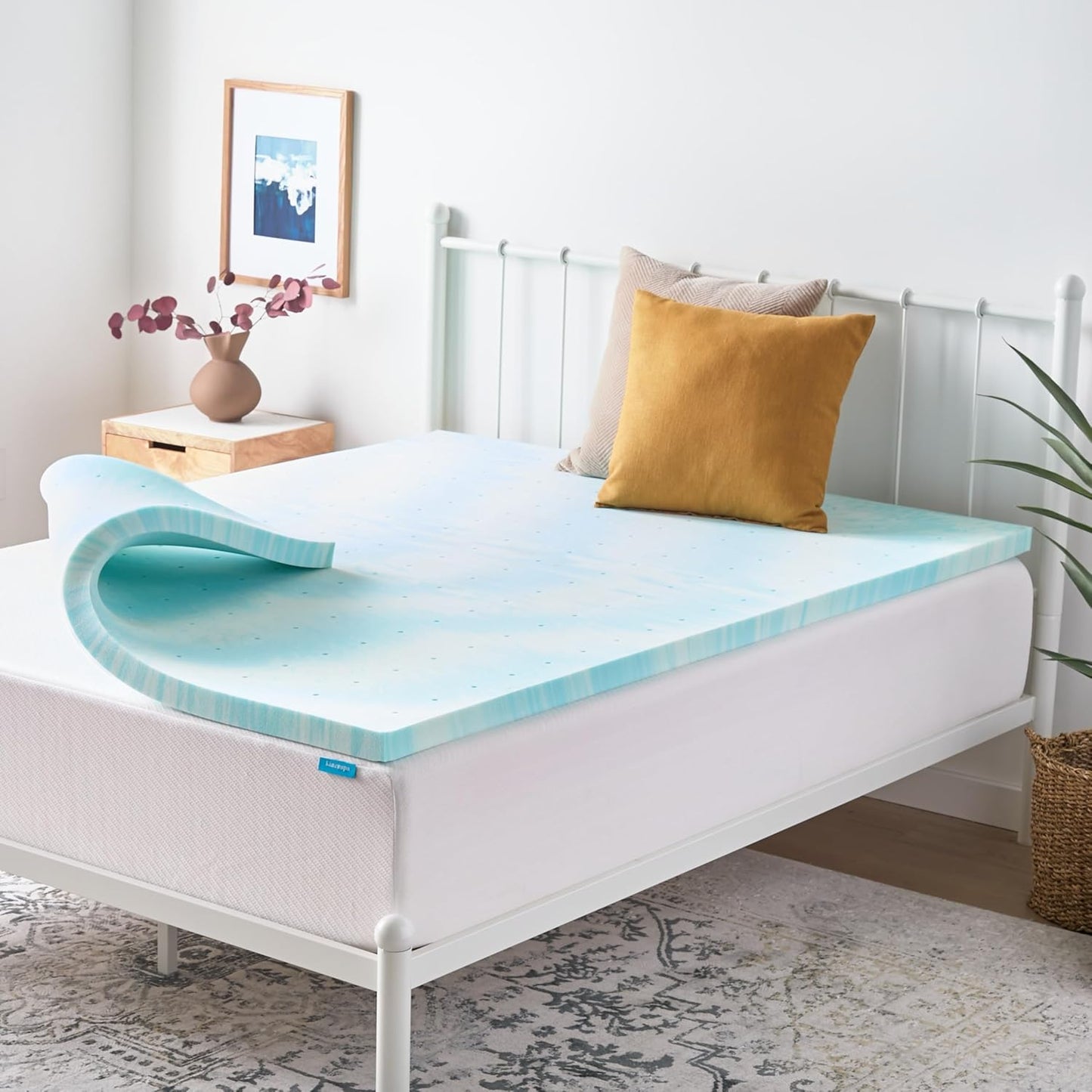 Linenspa 2-Inch Gel Memory Foam Mattress Topper - Cooling & Ventilated - Full Size, Pressure Relieving, CertiPUR Certified