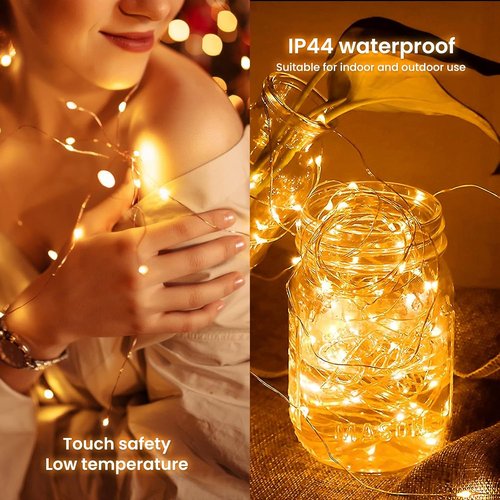 Dailyart 200 LED Fairy Lights - Warm Twinkle String Lights with Remote & Timer | 10Ft Gold Wire for Bedroom & Party Decor