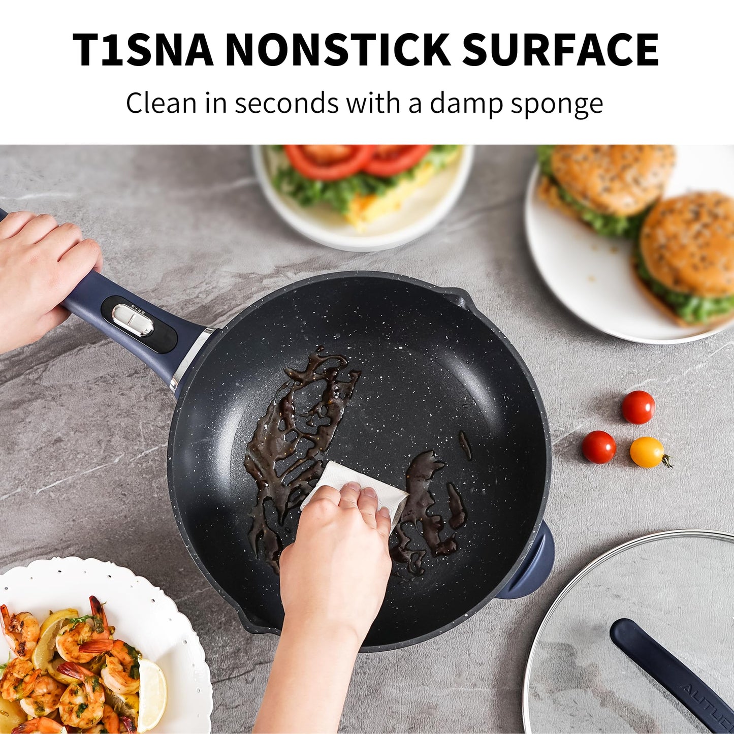 AUTUCU 3-Quart Electric Hot Pot & wok Nonstick with Steamer | Electric Skillet 1200W for Dorm, Home, Gifts (Includes Silicone Spatula) Multi-Cooker