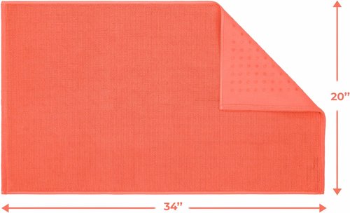 Cotton Paradise 100% Cotton Bath Mat - Soft, Absorbent, Non-Slip | Quick Dry, 20x34 Inch, Coral