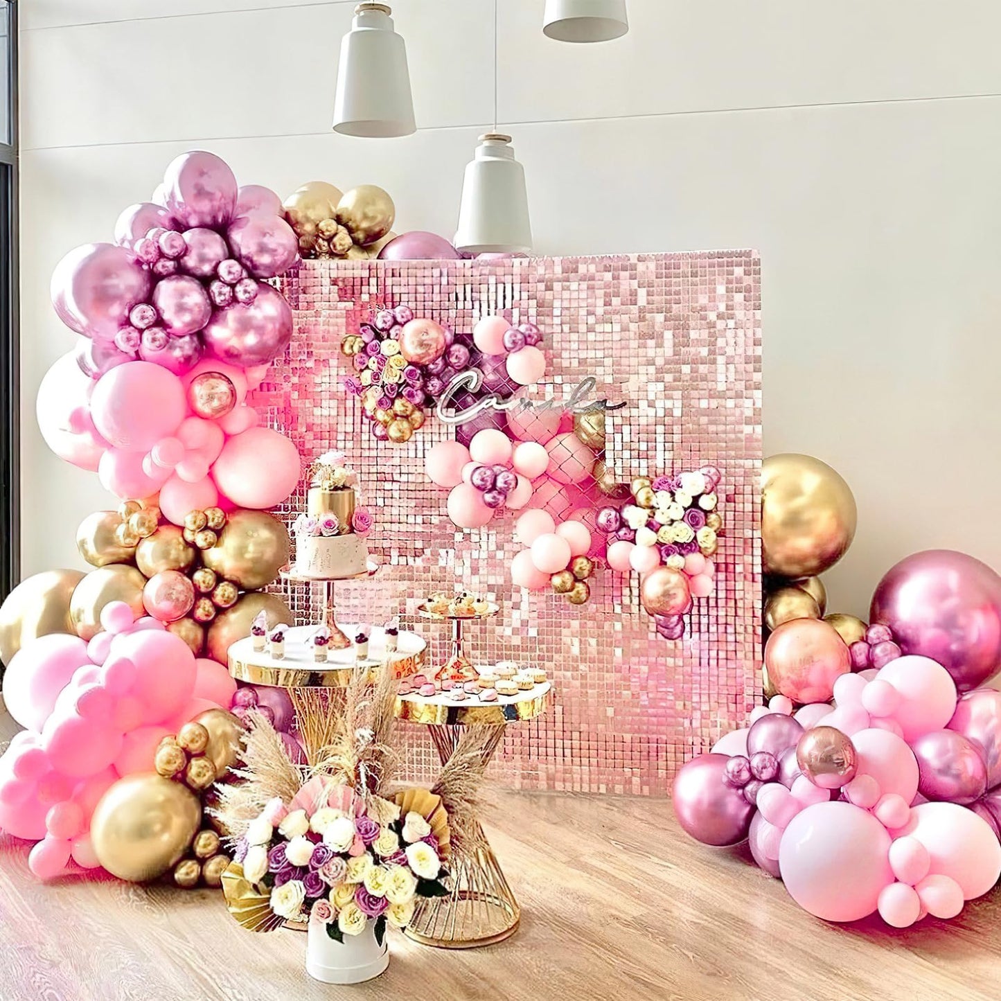 PartyWoo Metallic Pink Balloons 100pcs Different Sizes Pack of 18 12 10 5 Inch Chrome Pink Balloons for Graduation Wedding Girl Baby Shower Gender Reveal Birthday Princess Party Decorations Pink-G108