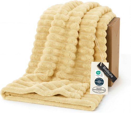 Bedsure GentleSoft Twin Blanket - Cozy Custard Yellow Fleece for Couch | Super Soft 60x80 Inches