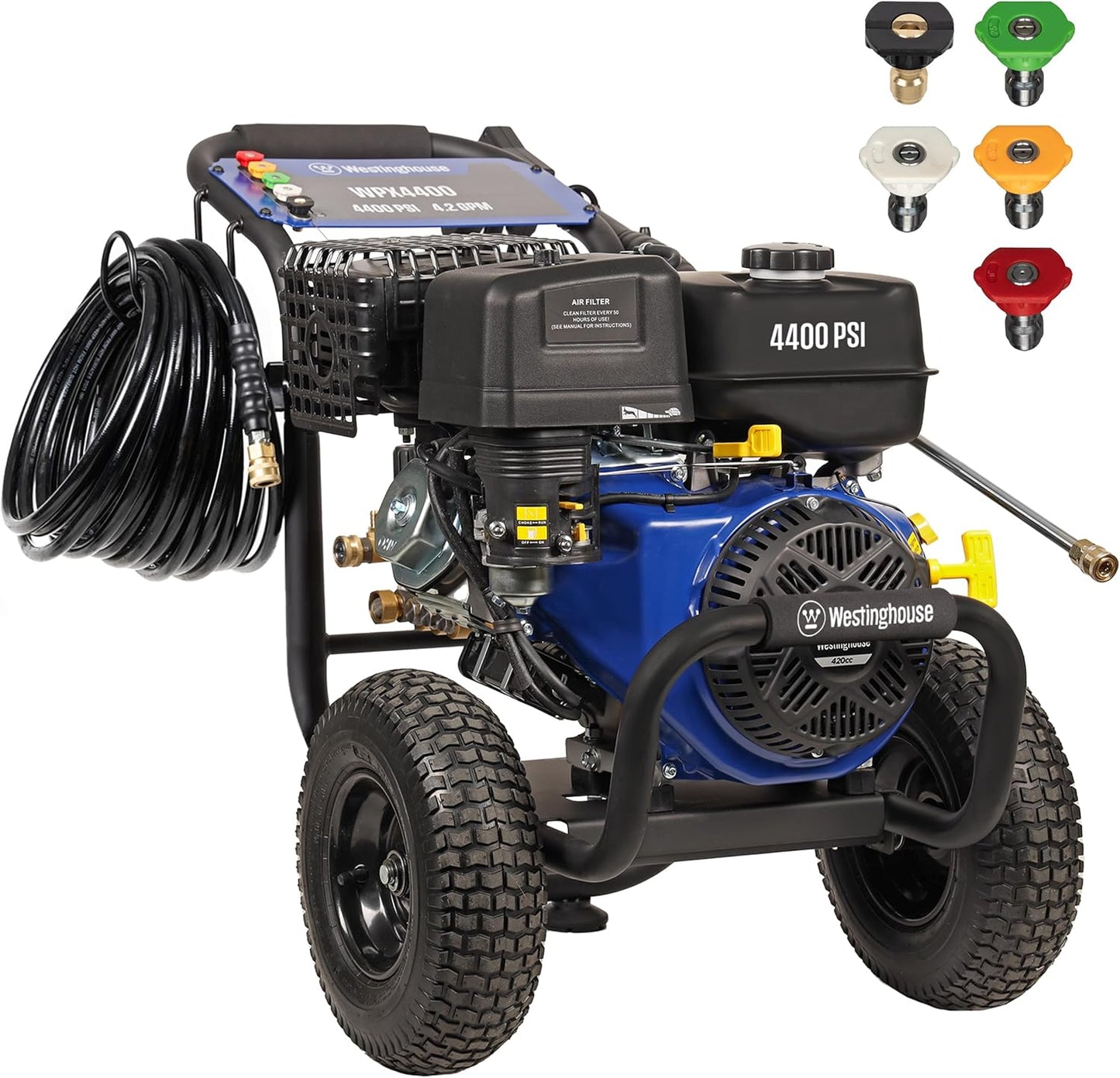 Westinghouse WPX4400 Gas Pressure Washer - 4400 PSI, 4.2 GPM, Includes Spray Gun & 5 Nozzle Set