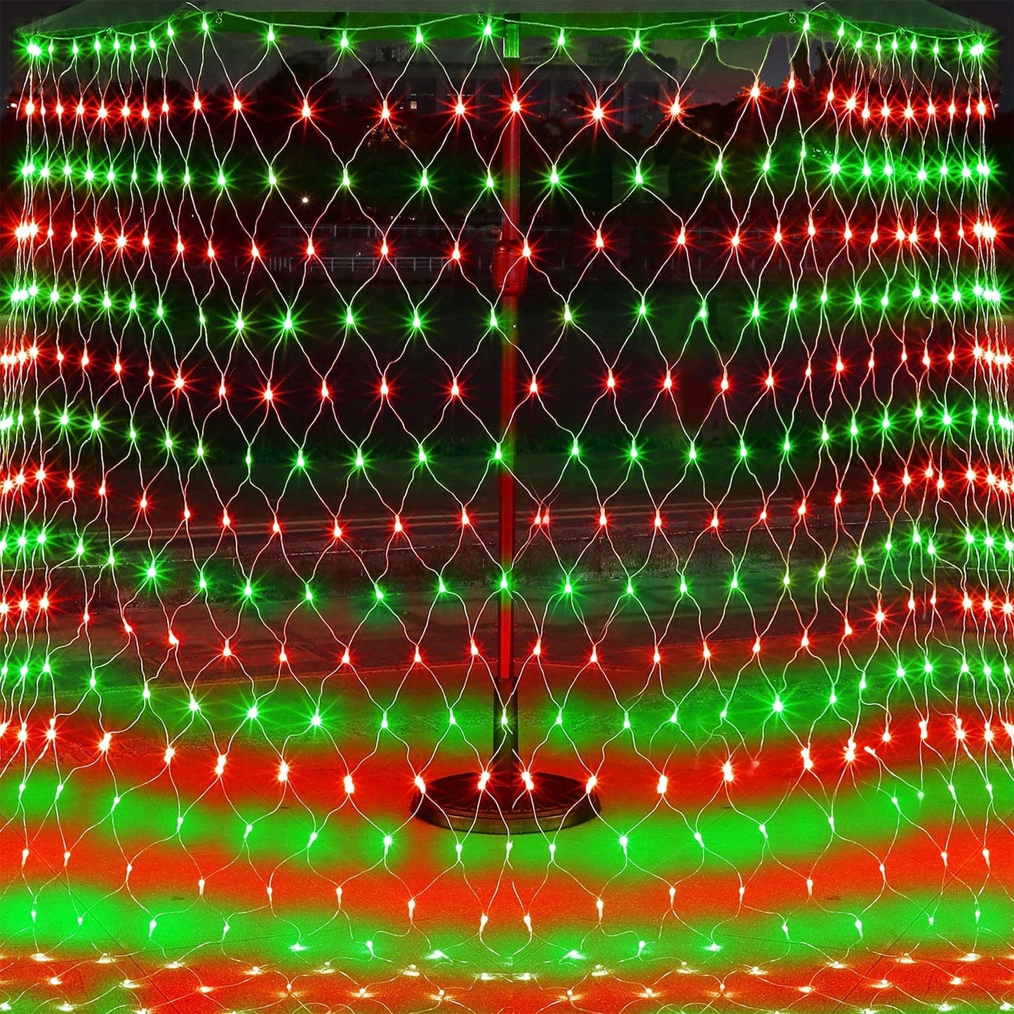 Waterglide Outdoor Christmas Net Lights - 12FT x 5FT 360 LED Waterproof Mesh String Lights | 8 Lighting Modes for Garden & Holiday Decor in Red & Green