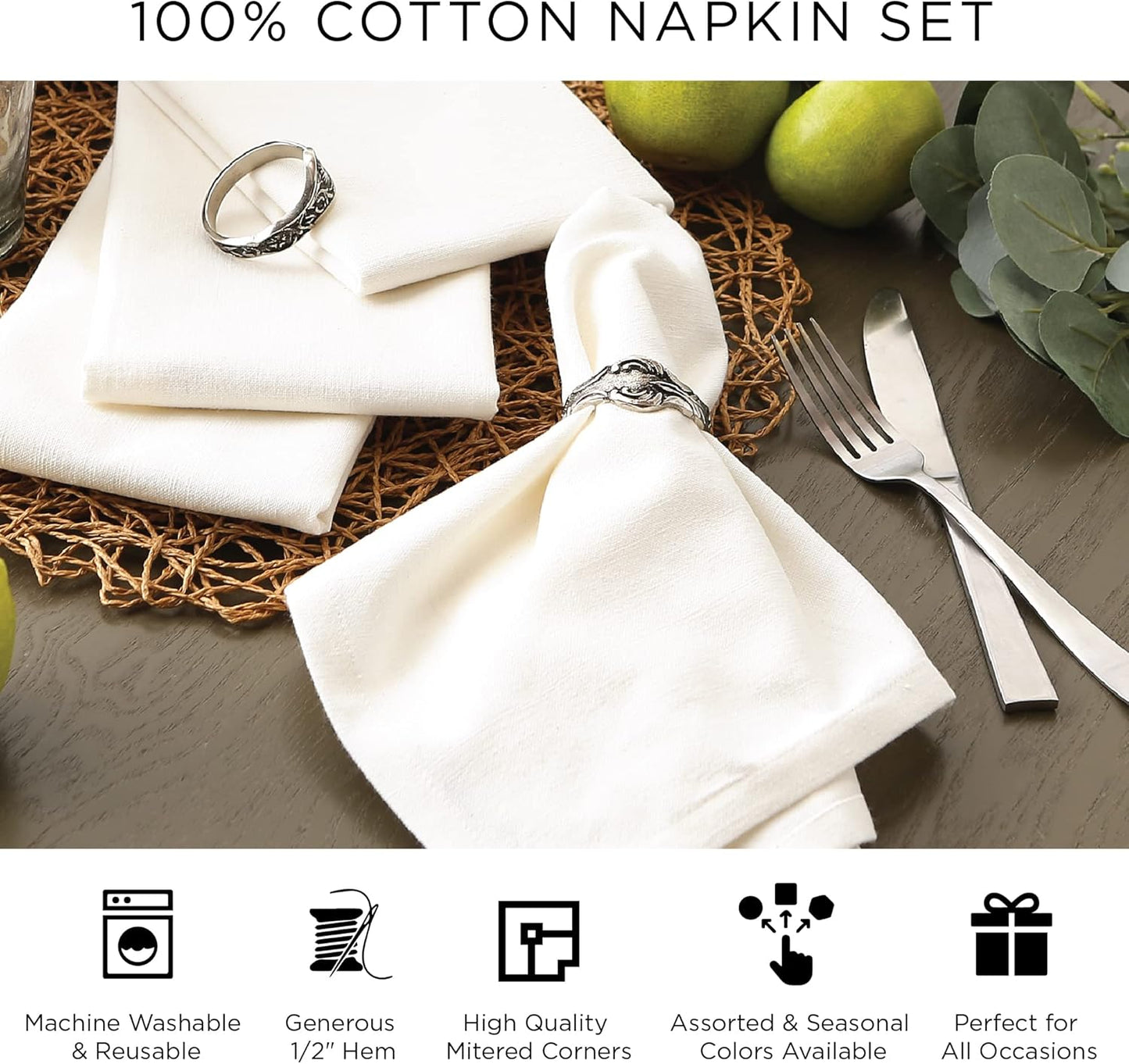 Hanukkah Tabletop Napkin Set - 6-Piece Silver Stripe Décor for Festival of Lights
