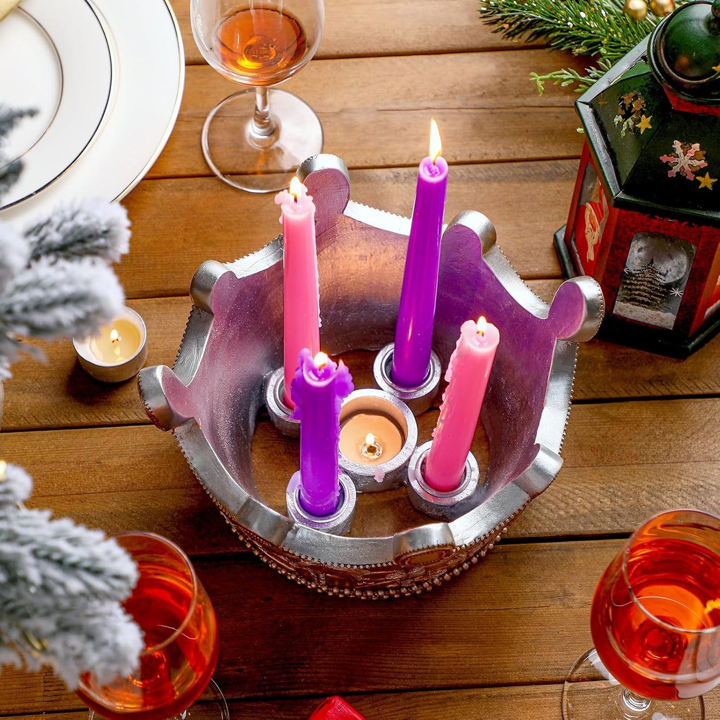 Nativity Advent Candle Holder - 9.4 Inch Resin Christmas Centerpiece with Holy Family Design