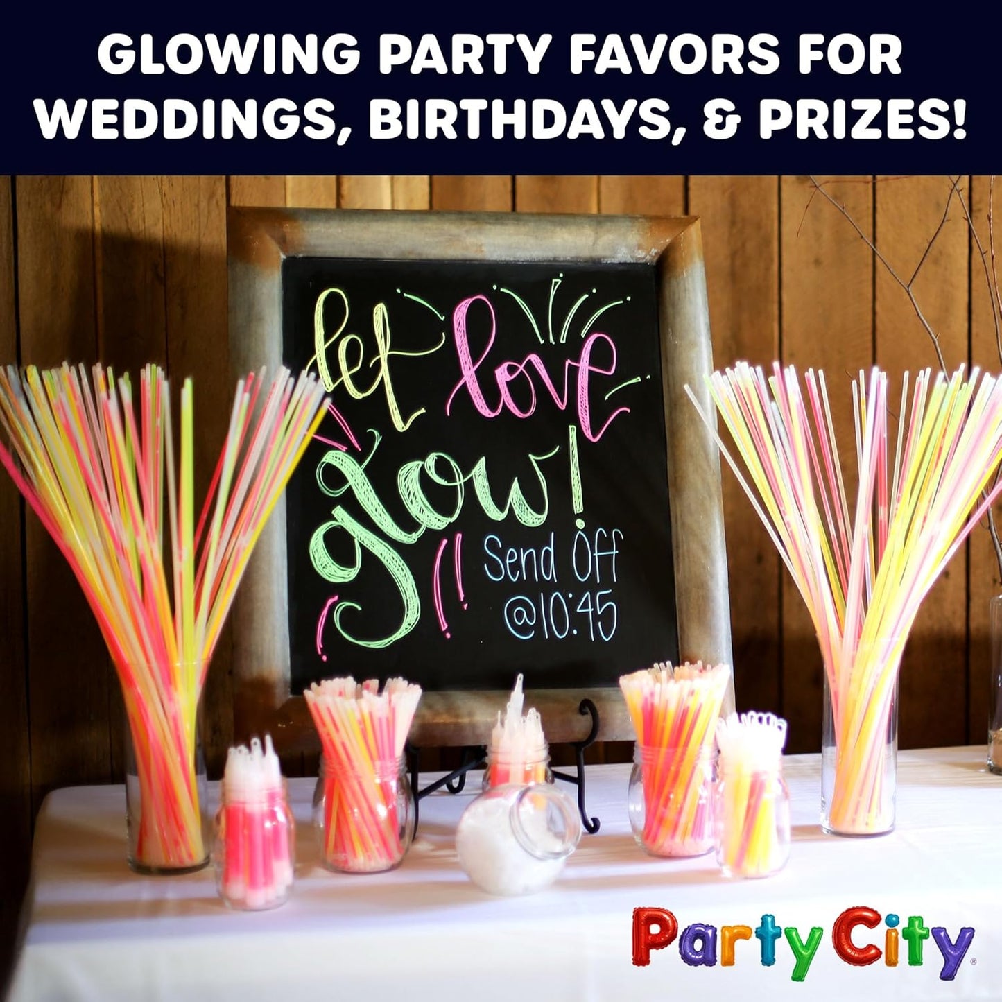 Party City 500 Glow Sticks - Neon Glow in the Dark Party Supplies | Connectors for Bracelets & Necklaces